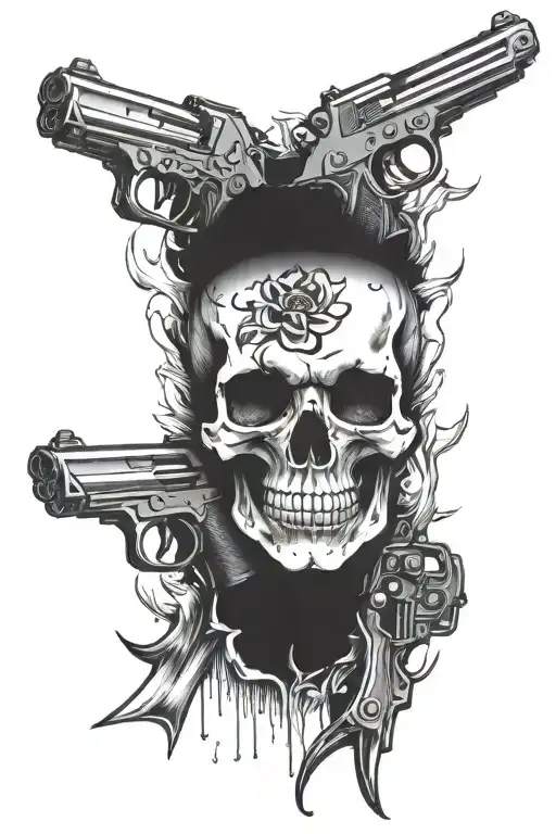 Skull With Guns