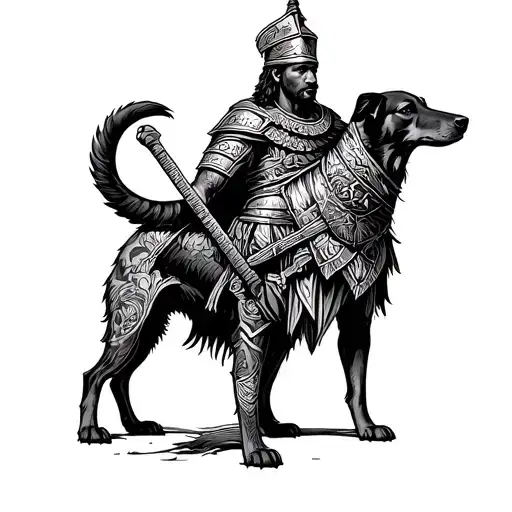 Roman Warrior With Dog