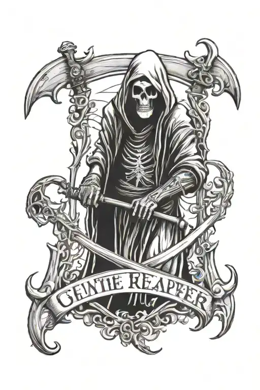 Grim Reaper With Scythe Text Fear The Reaper