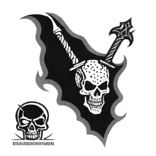 Skull With Dagger Through