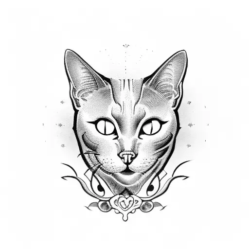 Oriental Breed Cat With A Skull