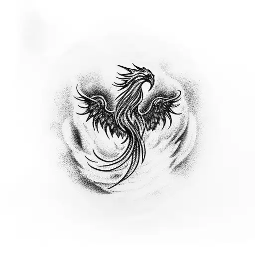 Phoenix Rising From A Burning Mountain