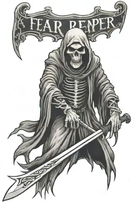 Evil Grim Reaper With Scythe Text Fear T He Reaper