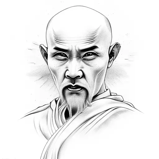Portrait Of Bald Monk With A Text From Tales Of Wudan
