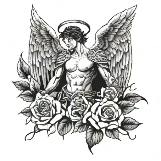 Angel Men Warior And Rose