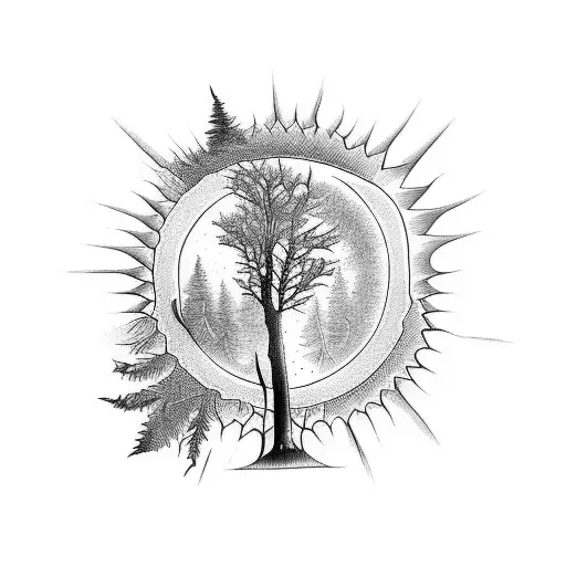 Wrist Tatoo Sun Forest Trees