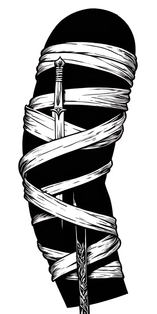 Mummy Wrap Connected To Sword Arm Sleeve