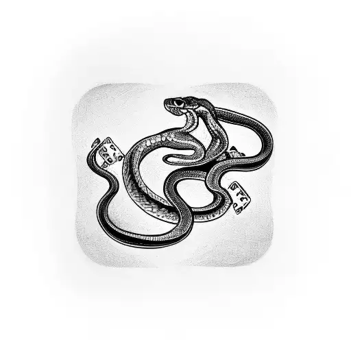 A Snake Wrapped Around A Deck Of Cards