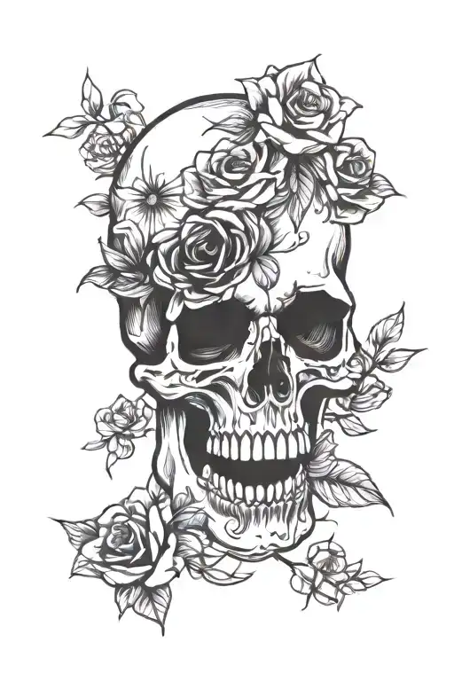 Skull And Flowers