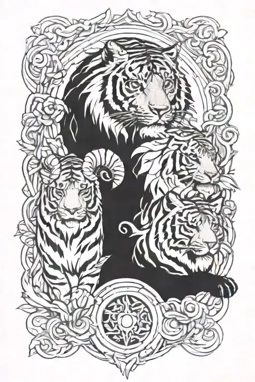 Aries Hawk And Tiger Surrounded