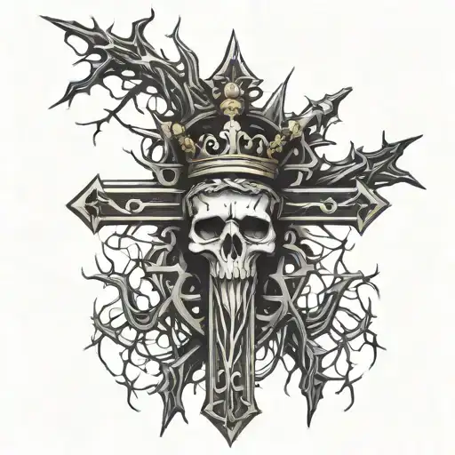 Cross With The Crown Of Thorns Hanging