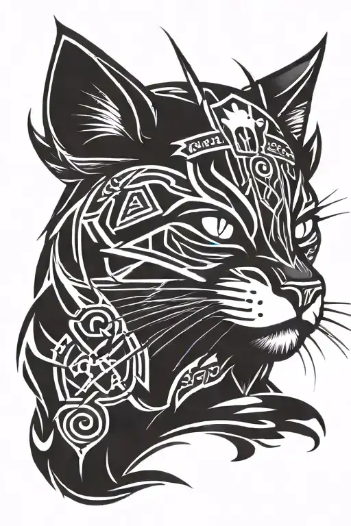 Combine A Tribal Cat With The New York Rangers Logo To Create A Unique Tattoo Design