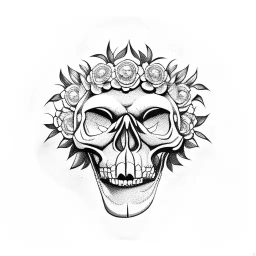 Gorilla Skull With Flowers And Bugs