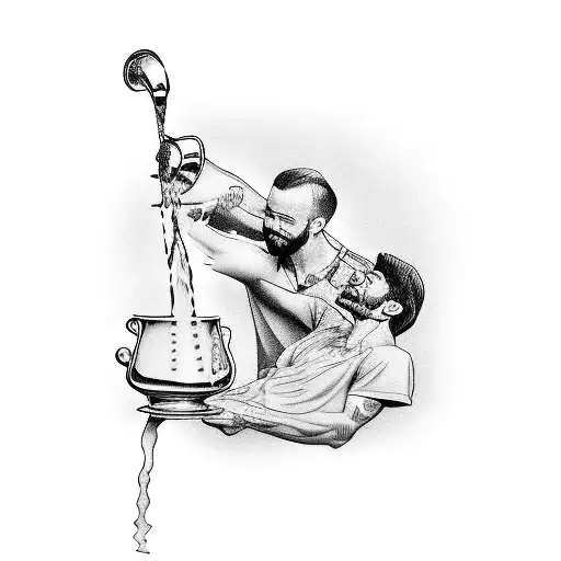 Angel Pouring A Pitcher Of Water Onto A Kneeling Man