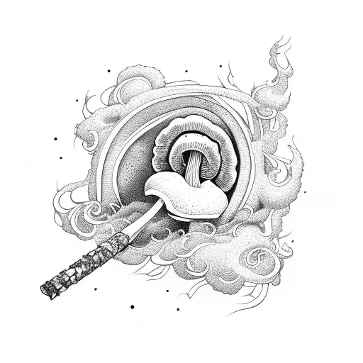 A Psychedelic Mushroom Surrounded By Swirling Smoke