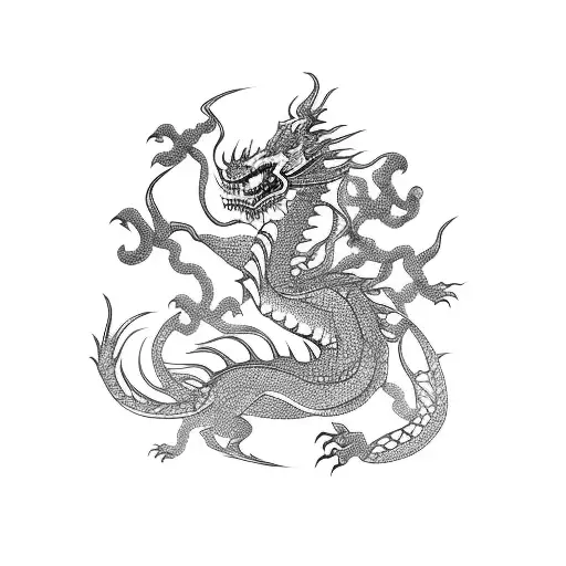 A Fierce Dragon Playing A Traditional Chinese Instrument