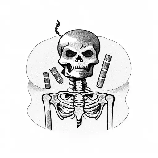 Skeleton Smoking A Cigarette
