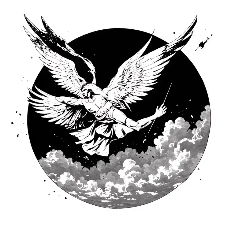 Icarus Falling From The Sky Burning But Make It Geometrical And Minimalist