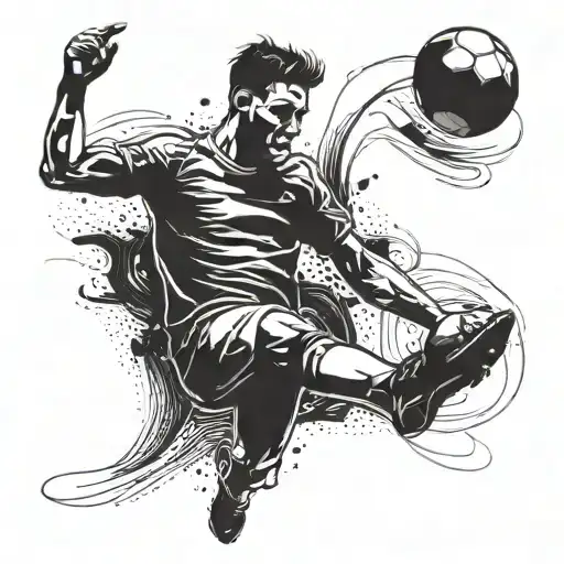 A Football Player Kicking A Ball With Dramatic Shadowing