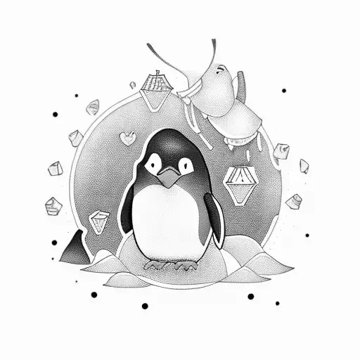 Just Line Cute Penguin
