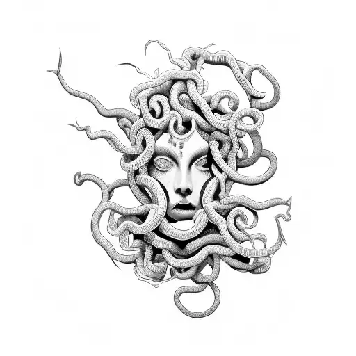Medusa With Geometric Background