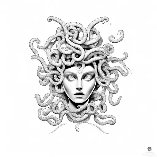 Medusa Beautiful With Geometric Background