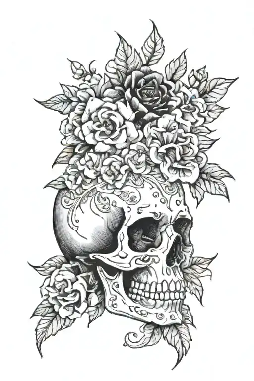 Skull And Flowers