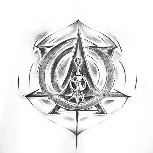 A Harry Potter Themed Tattoo Featuring The Deathly Hallows Symbol Made Of Lord Of The Rings Text