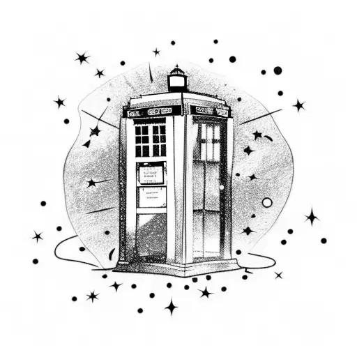 Tardis With Stars And Galaxy Trail
