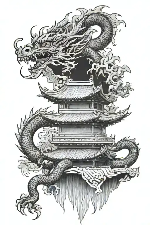 Pagoda And Dragon