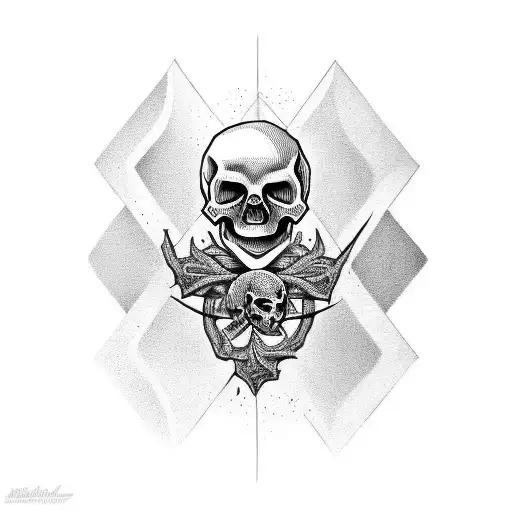 Skull Woth Ribs Half Sleeve