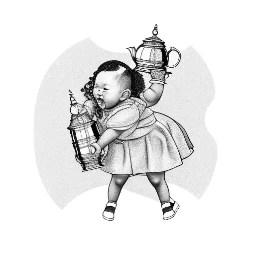 Chubby Baby Princess Holding A Pot Of Honey