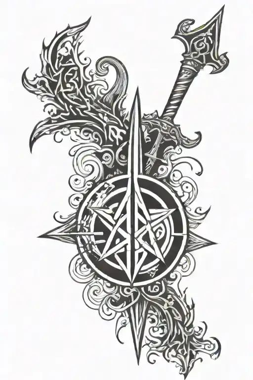 Trident Incorporating The Norse Rune Of Courage