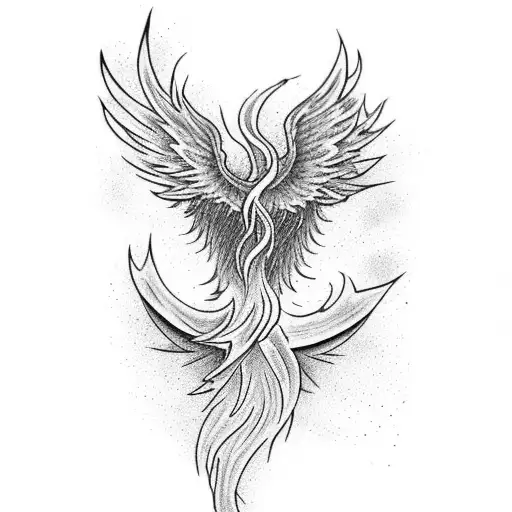 A Mystical Phoenix Rising From The Waves Of The Sea