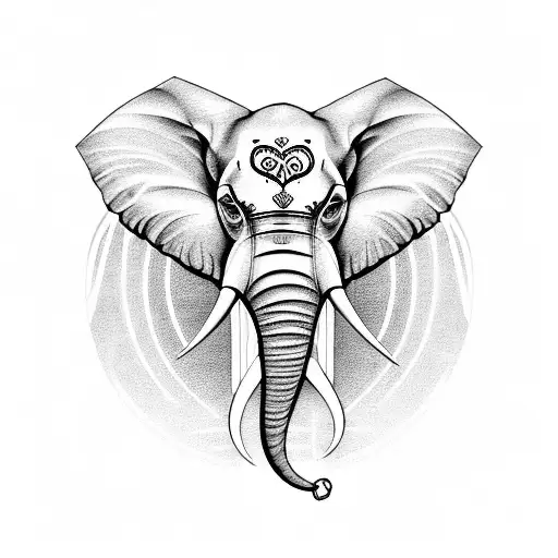 A Shadowy Elephant Surrounded By Tribal Patterns Representing Love And Passion