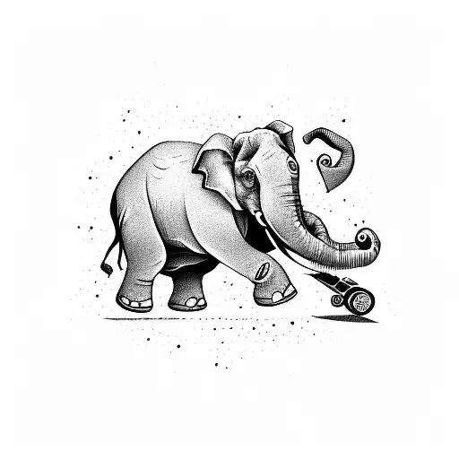 An Angry Elephant Shredding On A Skateboard