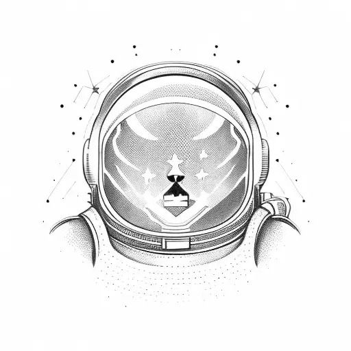 Astronaut With Planets And Stars In The Helmet