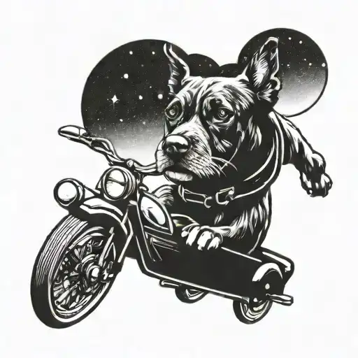 A Sketch Of A Dog Riding In A Convertible Car With A Space Background