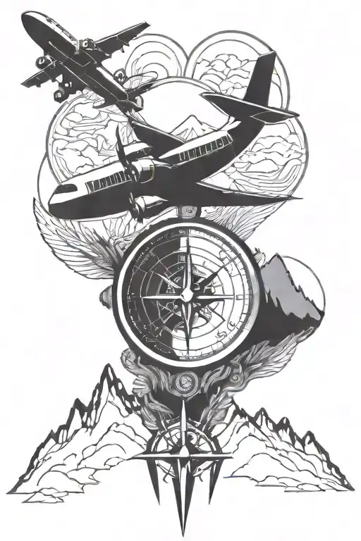 Airplane Compass Mountains