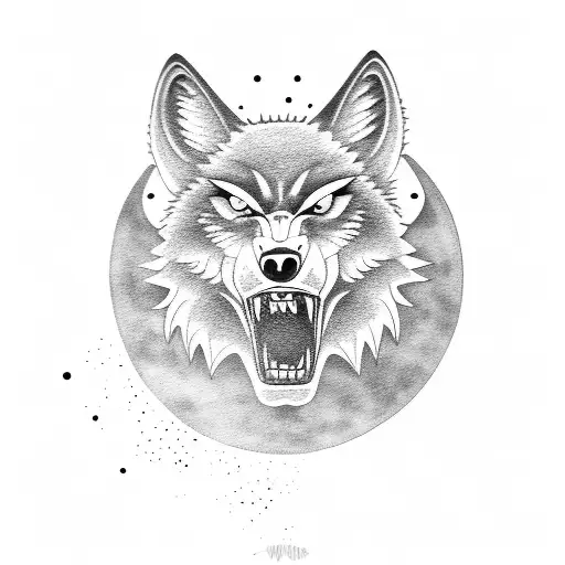 A Fierce Wolf Howling At The Moon