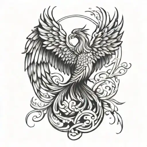 A Phoenix With Wings Made Of Breast Cancer Ribbons