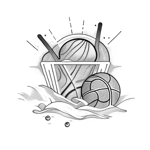 Dunking A Basket Ball On A Beach During Sunset