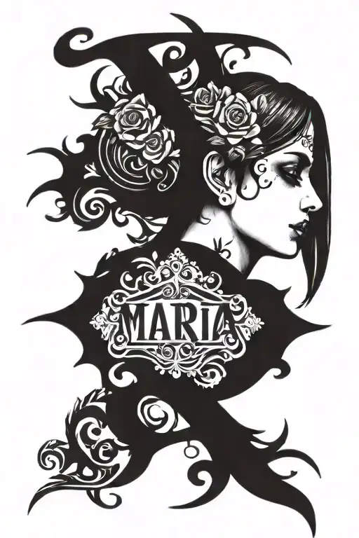 Maria In Gothic Lettering Horizontally