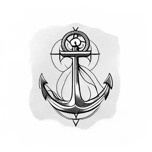 Anchor And Compass And Flower
