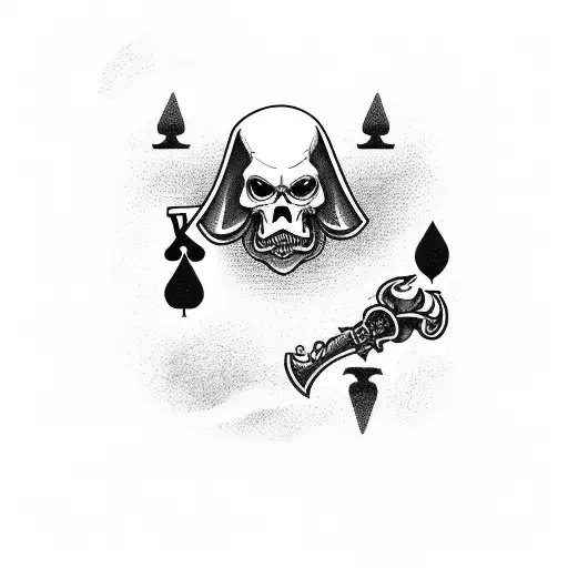 Grim Reaper Holding Two Cards Ace Of Spades And King With Smoke