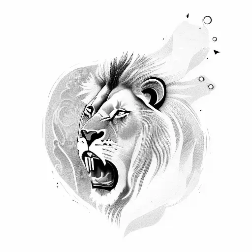 Roaring Aggressive Lion With