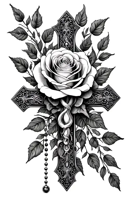 Roses And Rosary Cross
