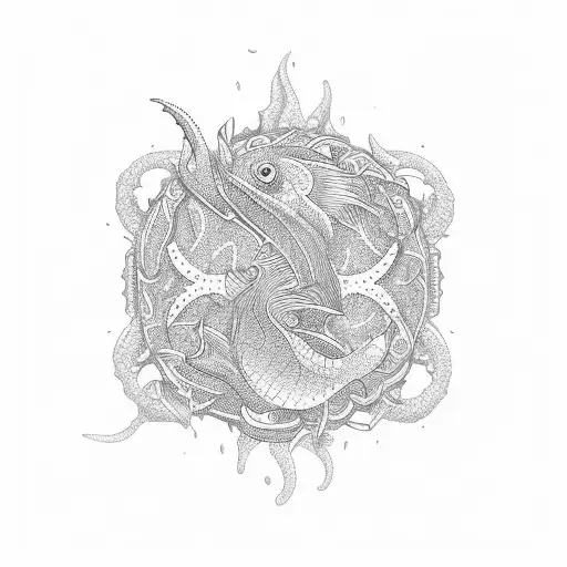 Ocean With Neo Tribal Symbols