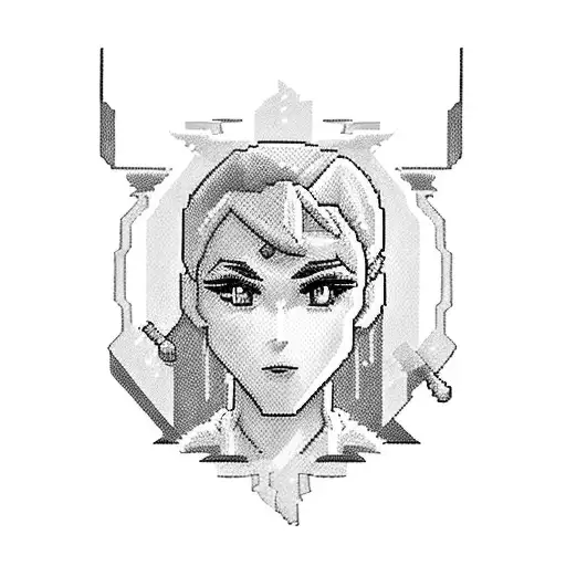 Pixelated Video Game Character Driving A Vintage Car