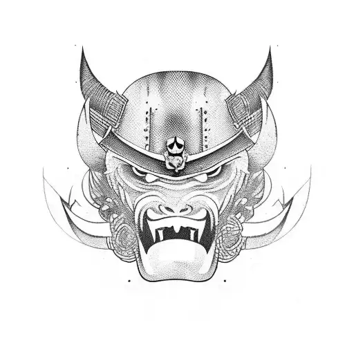 Boca De Un Samurai Con Colmillos